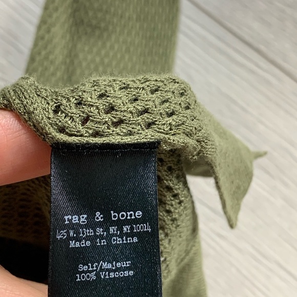 Rag & Bone Army Green Thin Knit Long Sleeve Sweater Top - Picture 7 of 11